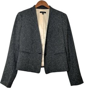 Ann Taylor Fitted Cropped Tweed Blazer Fully Lined Collarless Size 4
